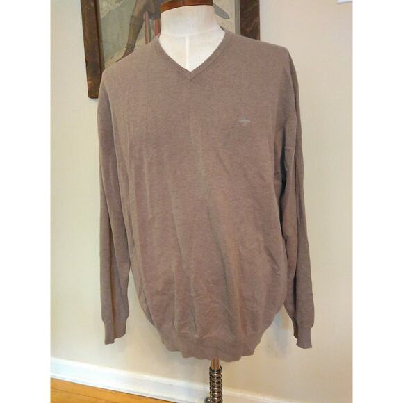 FYNCH-HATTON SUPERFINE COTTON Men's 3XL V Neck Brown Sweater Jumper - Picture 1 of 12